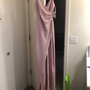 Rose Gold Dress, high leg slit